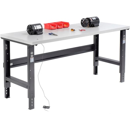 Global Industrial 72x36 Adjustable Height Workbench C-Channel Leg, ESD Square Edge Black 254966BK
